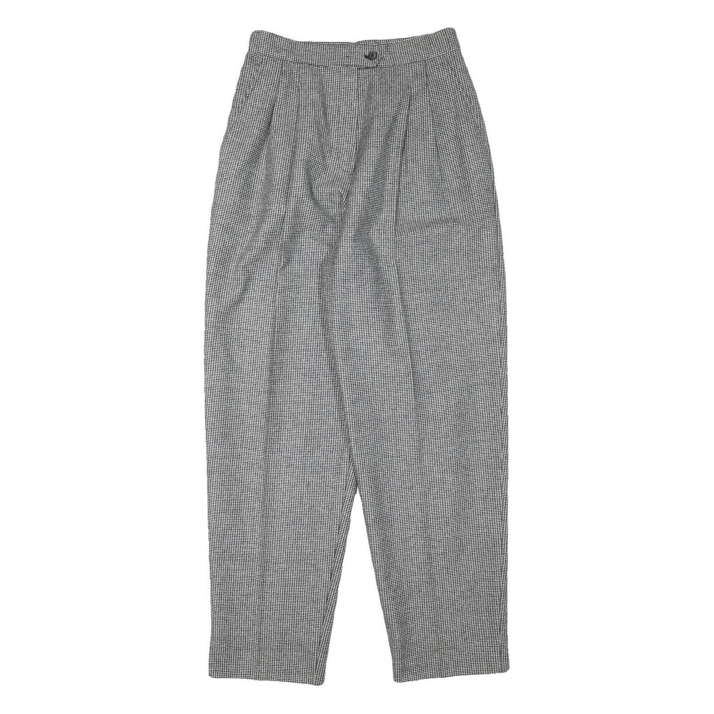 SOKO Lined Womens Wool Blend Black White Relaxed Straight Trousers W27 L30