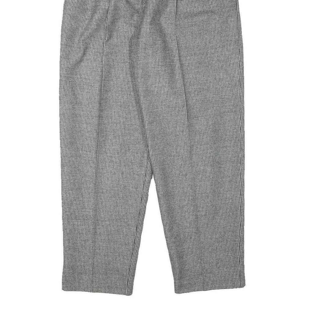 SOKO Lined Womens Wool Blend Black White Relaxed Straight Trousers W27 L30