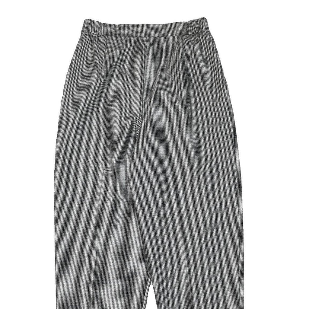 SOKO Lined Womens Wool Blend Black White Relaxed Straight Trousers W27 L30