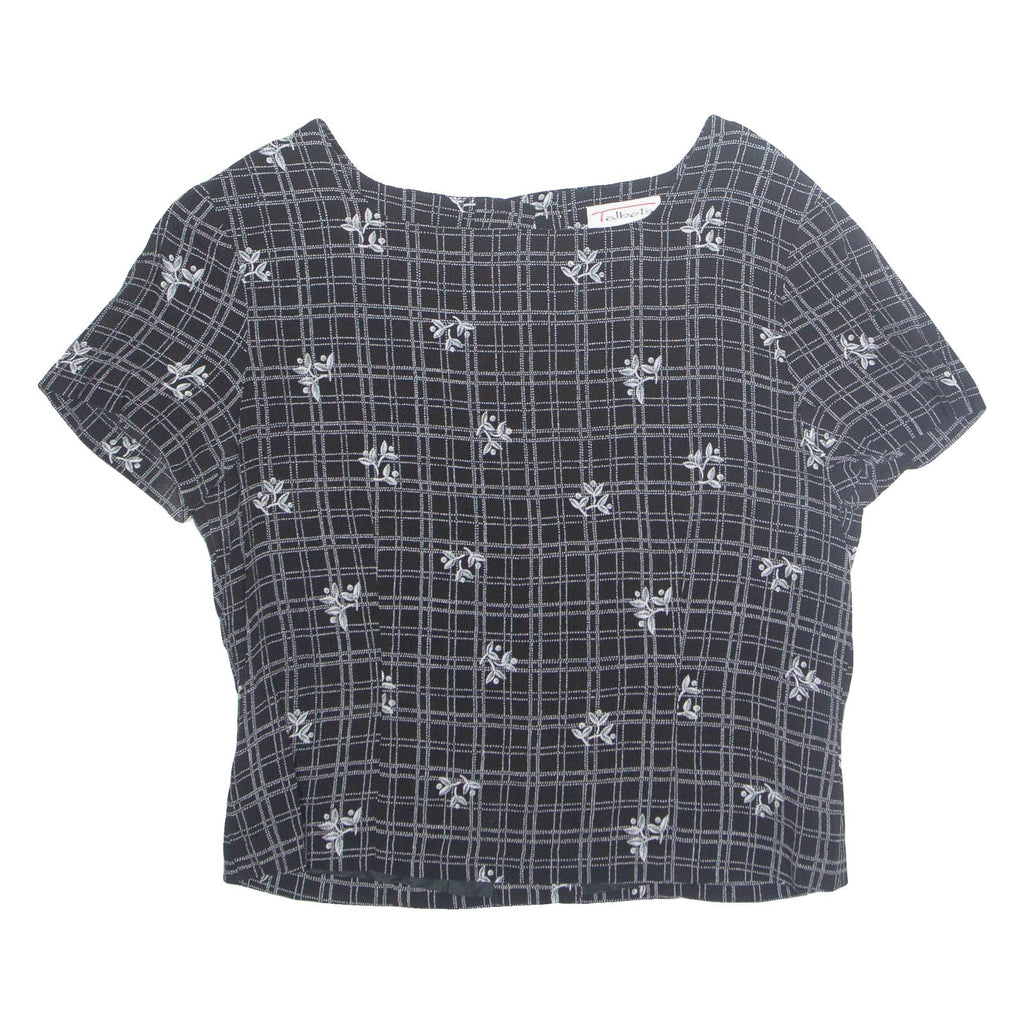 TALBOTS Womens Printed Top Black Check M