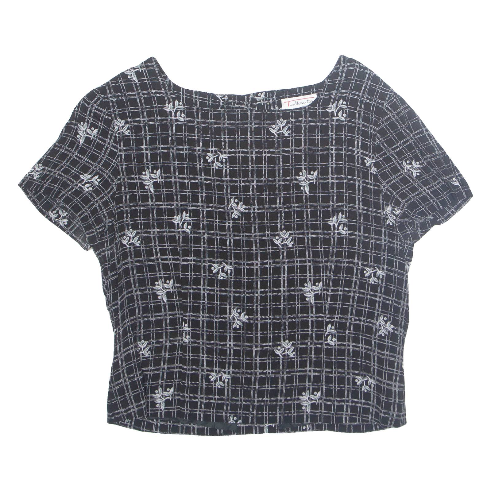 TALBOTS Womens Printed Top Black Check M