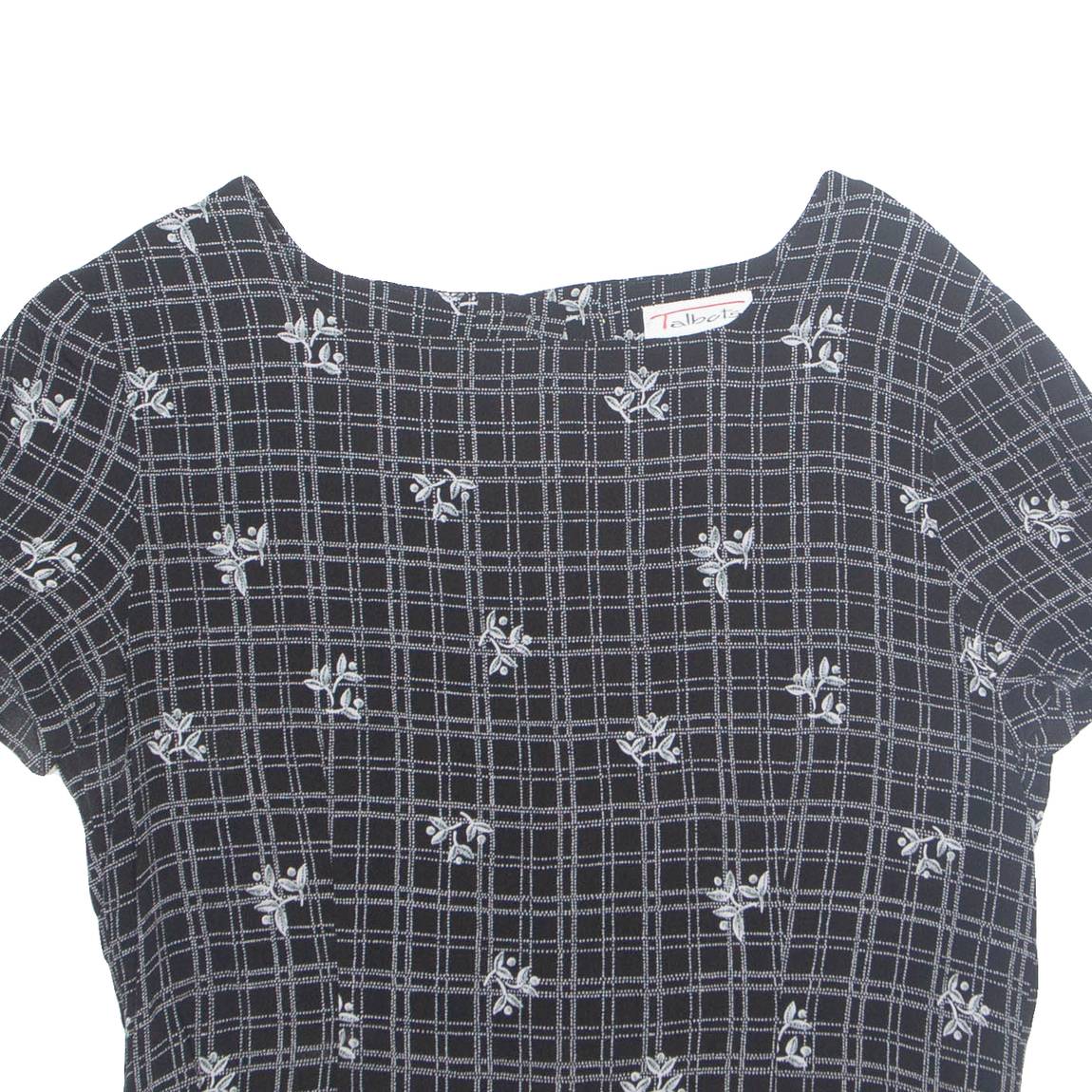 TALBOTS Womens Printed Top Black Check M