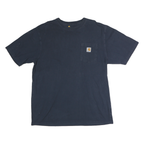 CARHARTT Mens Navy Blue Plain Pocket T-Shirt L Short Sleeve Crew Neck Cotton
