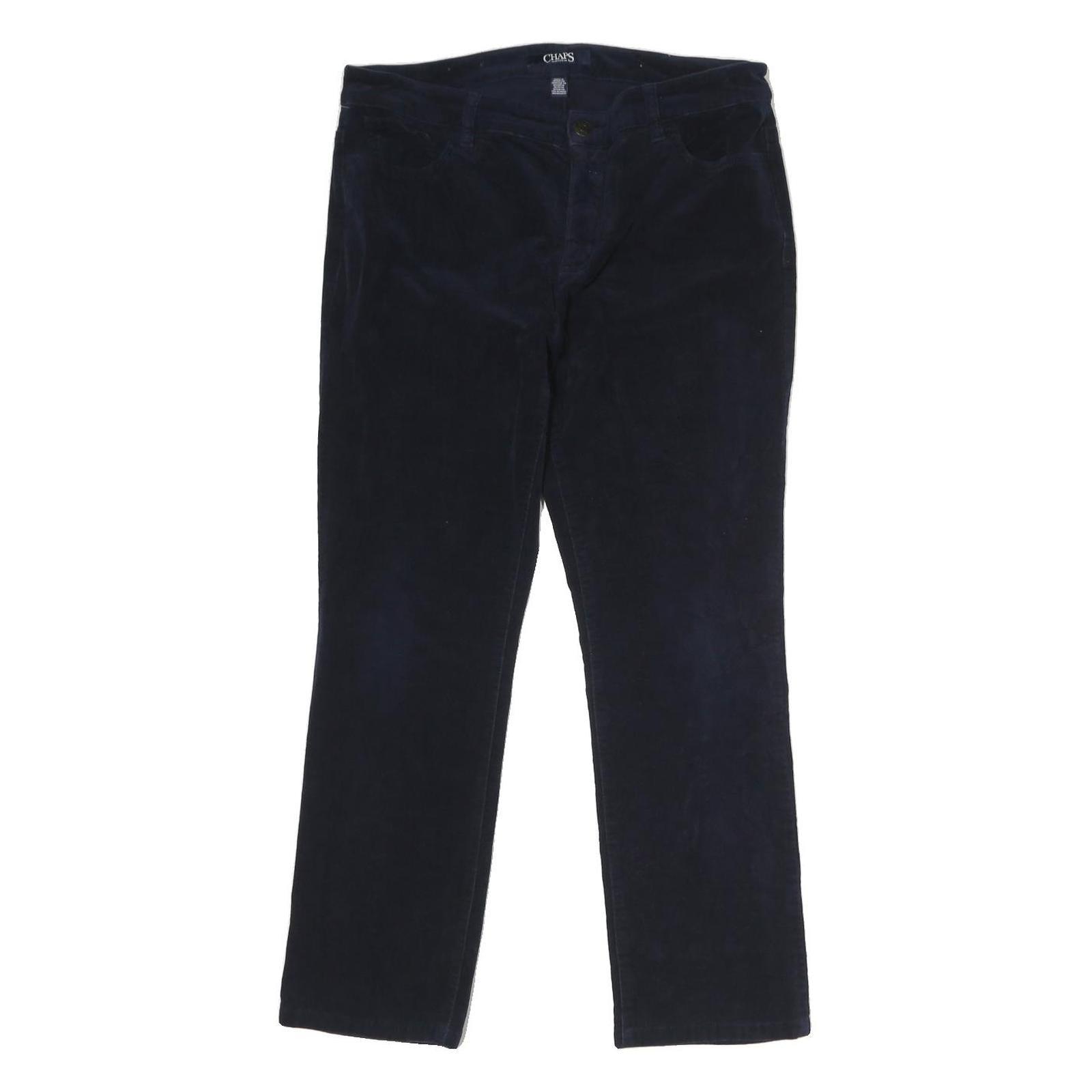 CHAPS Womens Navy Blue Regular Fit Straight Cotton Blend Trousers W32 L26 Zip