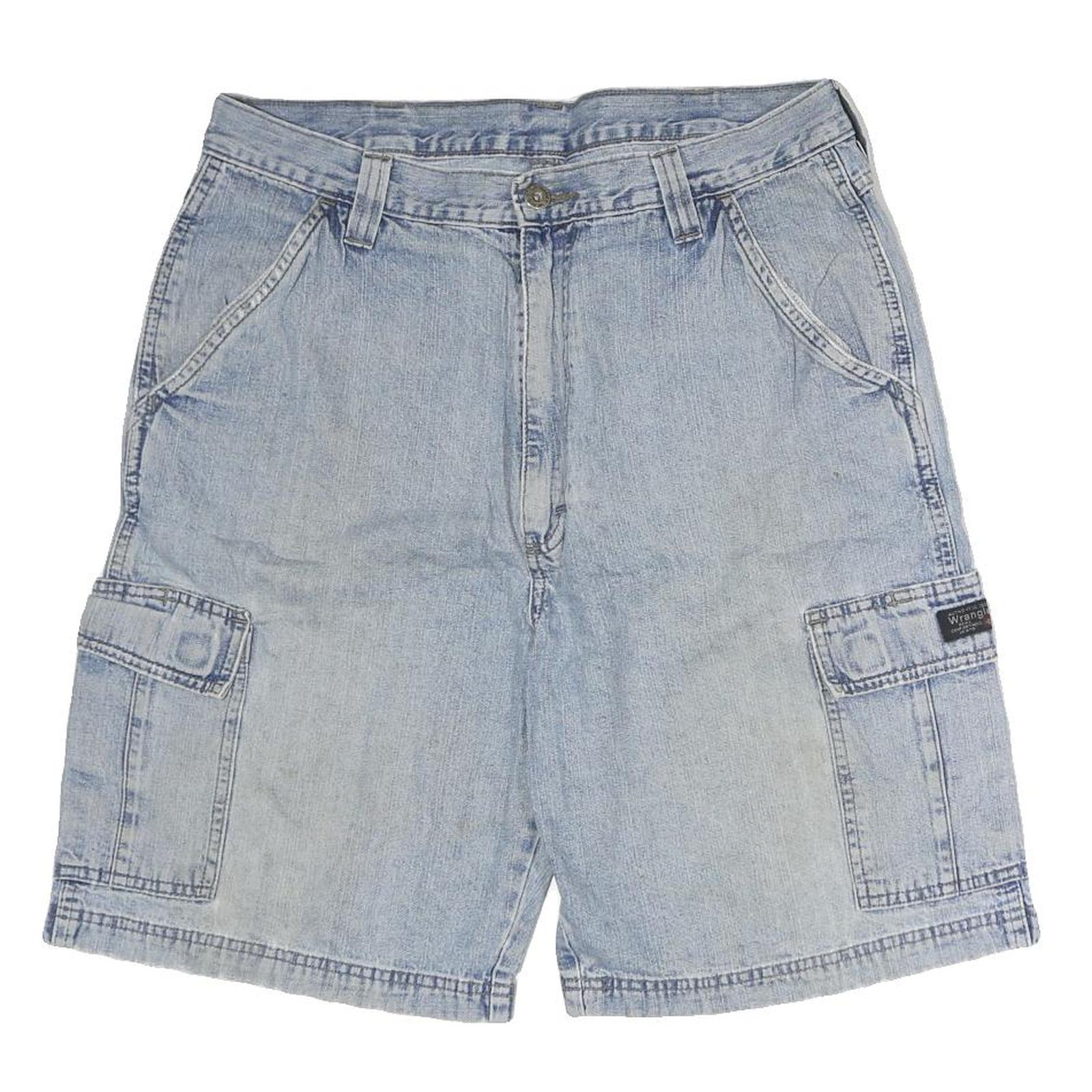 WRANGLER Mens Shorts Blue Cargo Cotton M W34 Casual Pockets