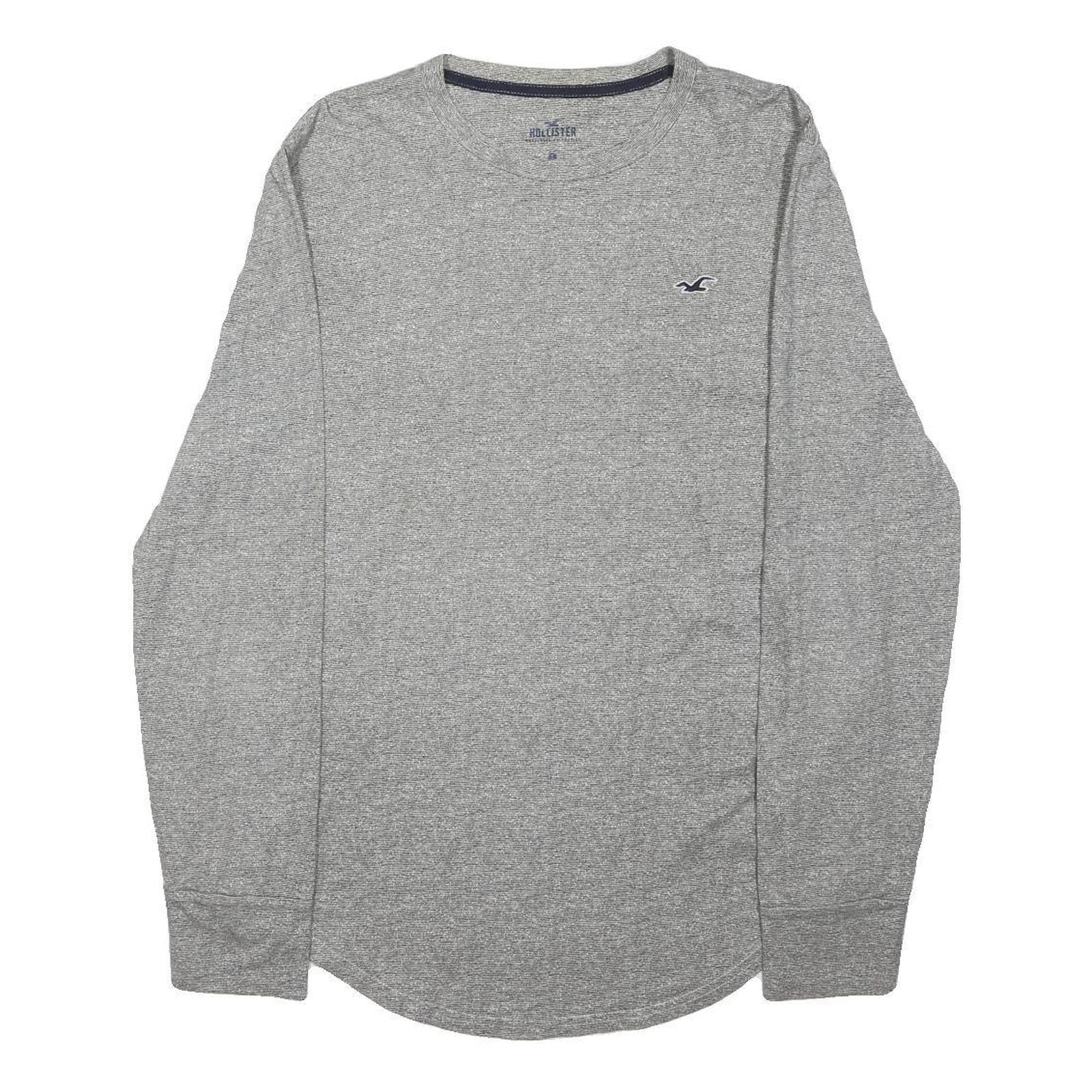 HOLLISTER Womens Grey Long Sleeve Crew Neck T-Shirt S Cotton Blend Casual