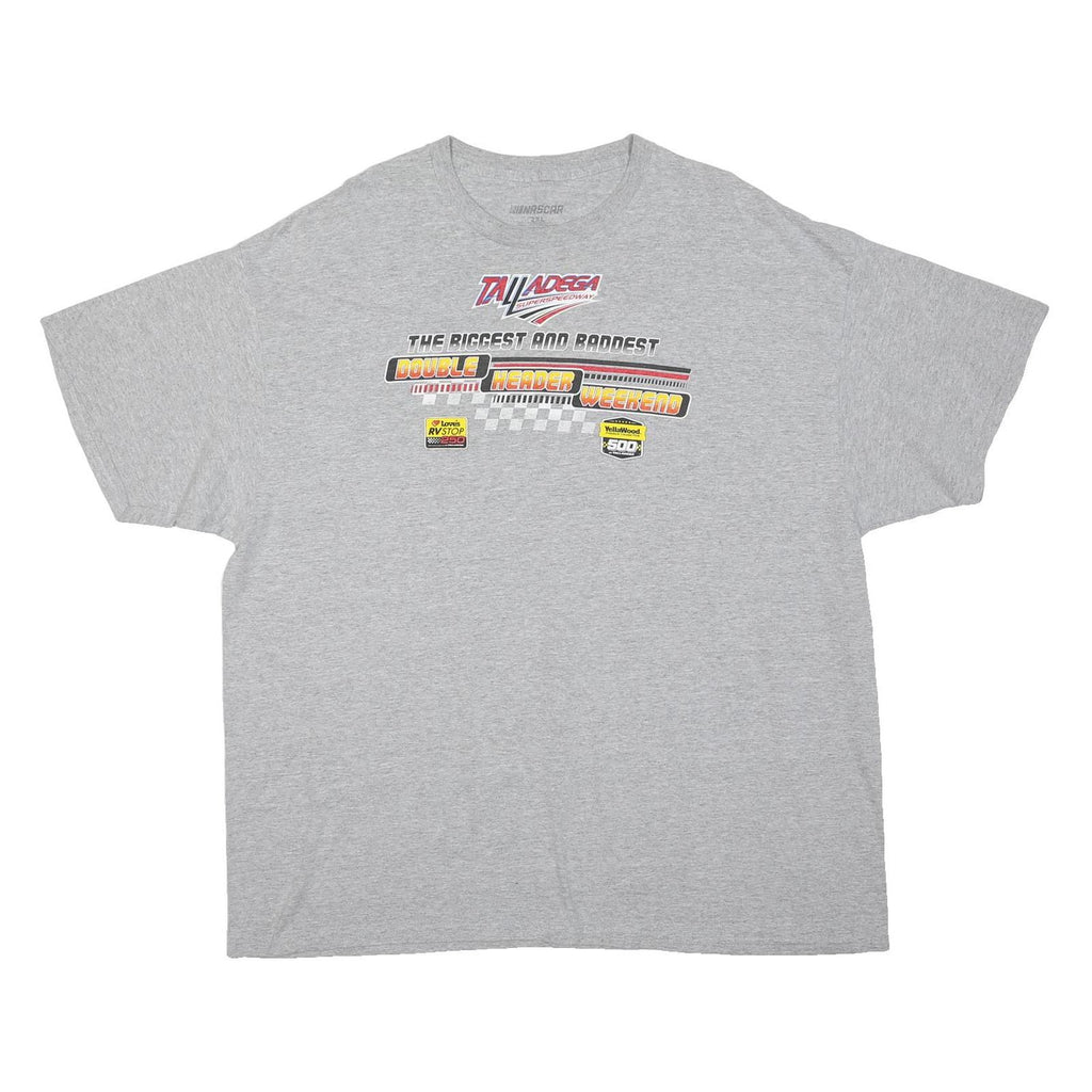 NASCAR Mens Grey Double Header Weekend Graphic T-Shirt 2XL Short Sleeve Crew