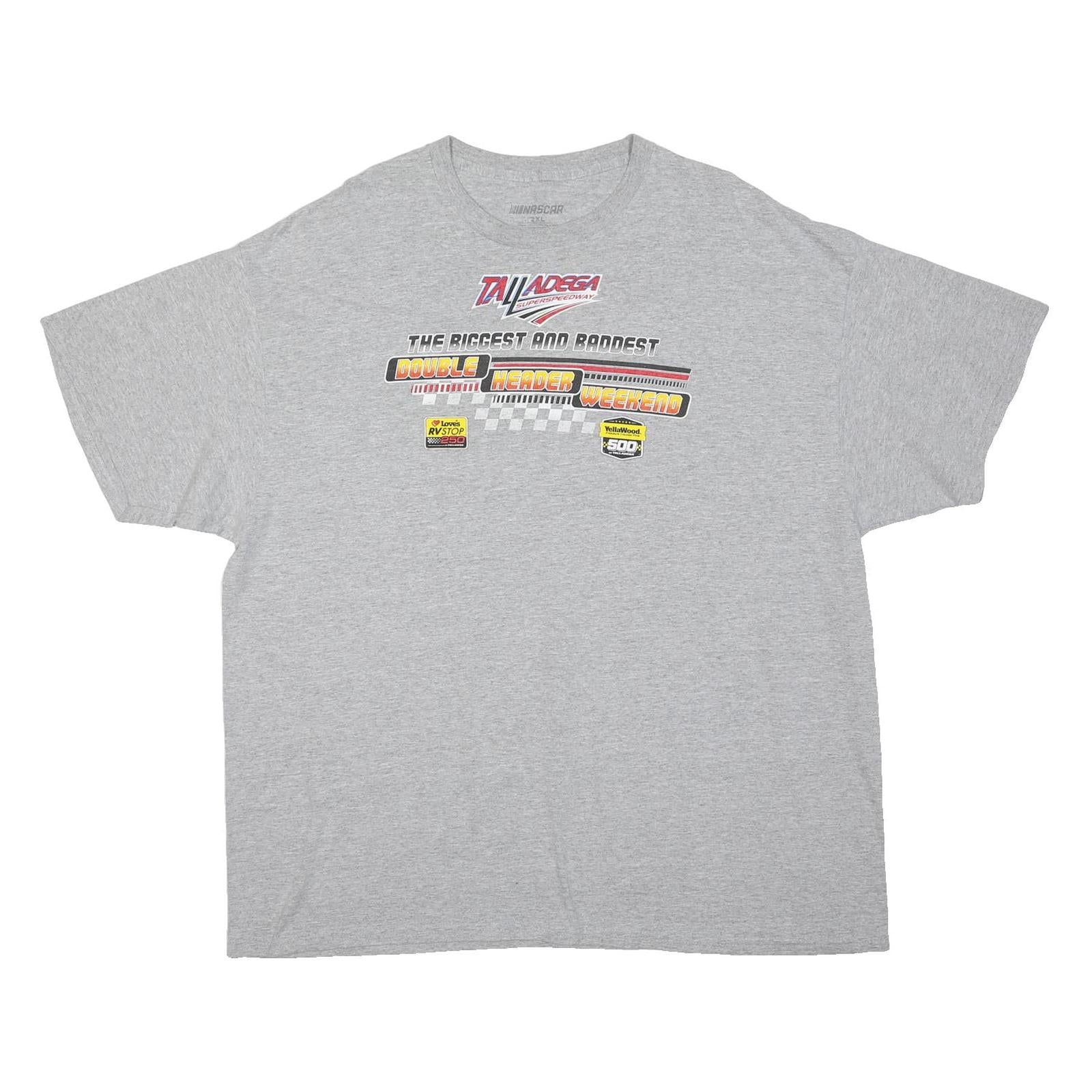 NASCAR Mens Grey Double Header Weekend Graphic T-Shirt 2XL Short Sleeve Crew