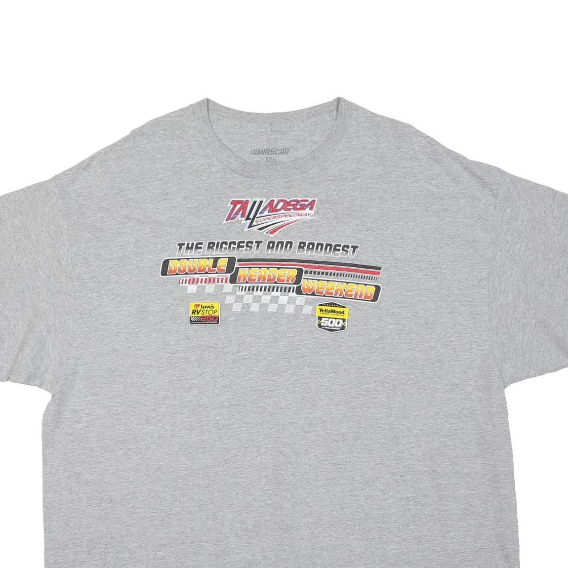 NASCAR Mens Grey Double Header Weekend Graphic T-Shirt 2XL Short Sleeve Crew