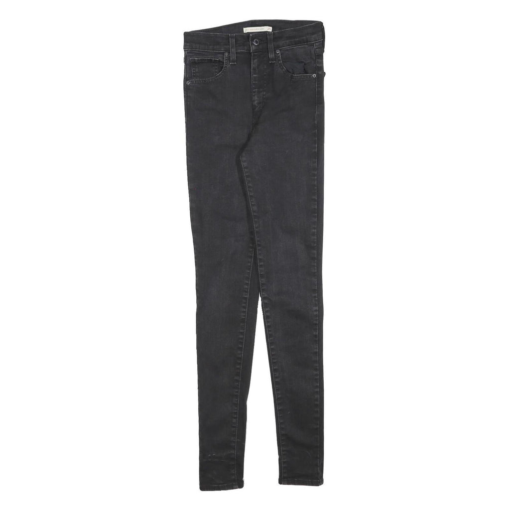LEVI'S Womens Black Slim Skinny Denim W25 L32 Zip Cotton Blend Stretch Jeans