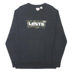 LEVI'S Mens Black Cotton Blend Crew Neck L Sweatshirt Logo Camouflage Print