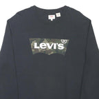 LEVI'S Mens Black Cotton Blend Crew Neck L Sweatshirt Logo Camouflage Print