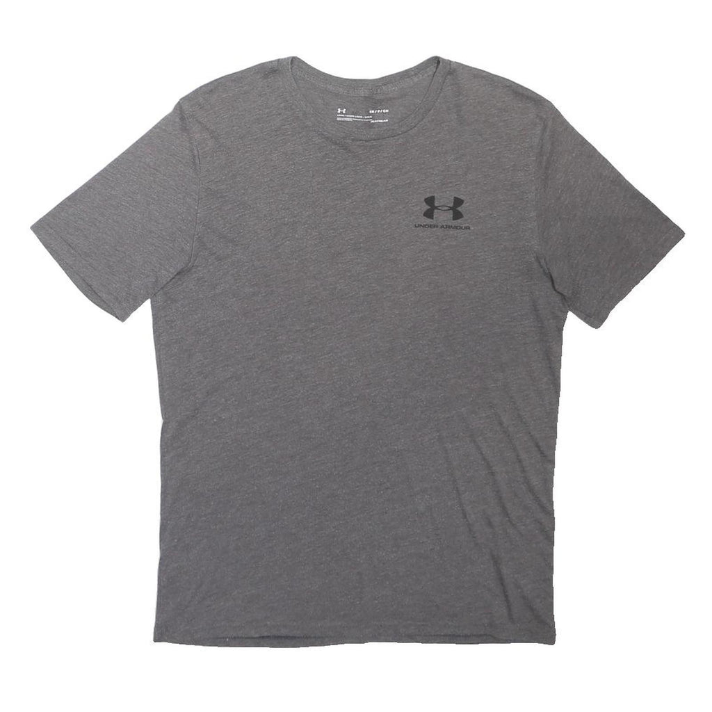 UNDER ARMOUR Mens Grey Short Sleeve Crew Neck Cotton Blend T-Shirt S Logo Print