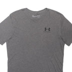 UNDER ARMOUR Mens Grey Short Sleeve Crew Neck Cotton Blend T-Shirt S Logo Print