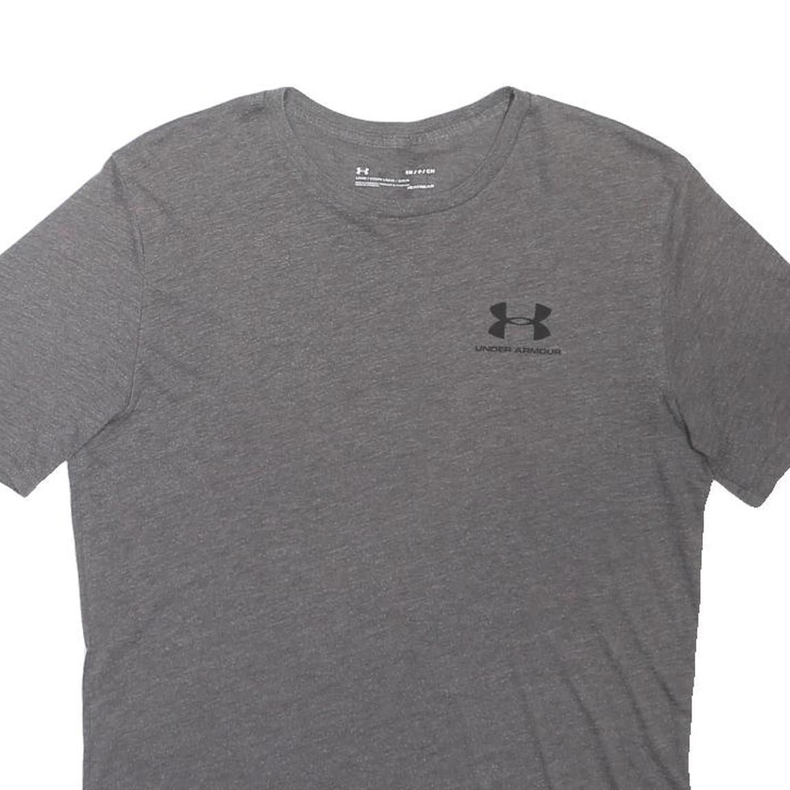 UNDER ARMOUR Mens Grey Short Sleeve Crew Neck Cotton Blend T-Shirt S Logo Print