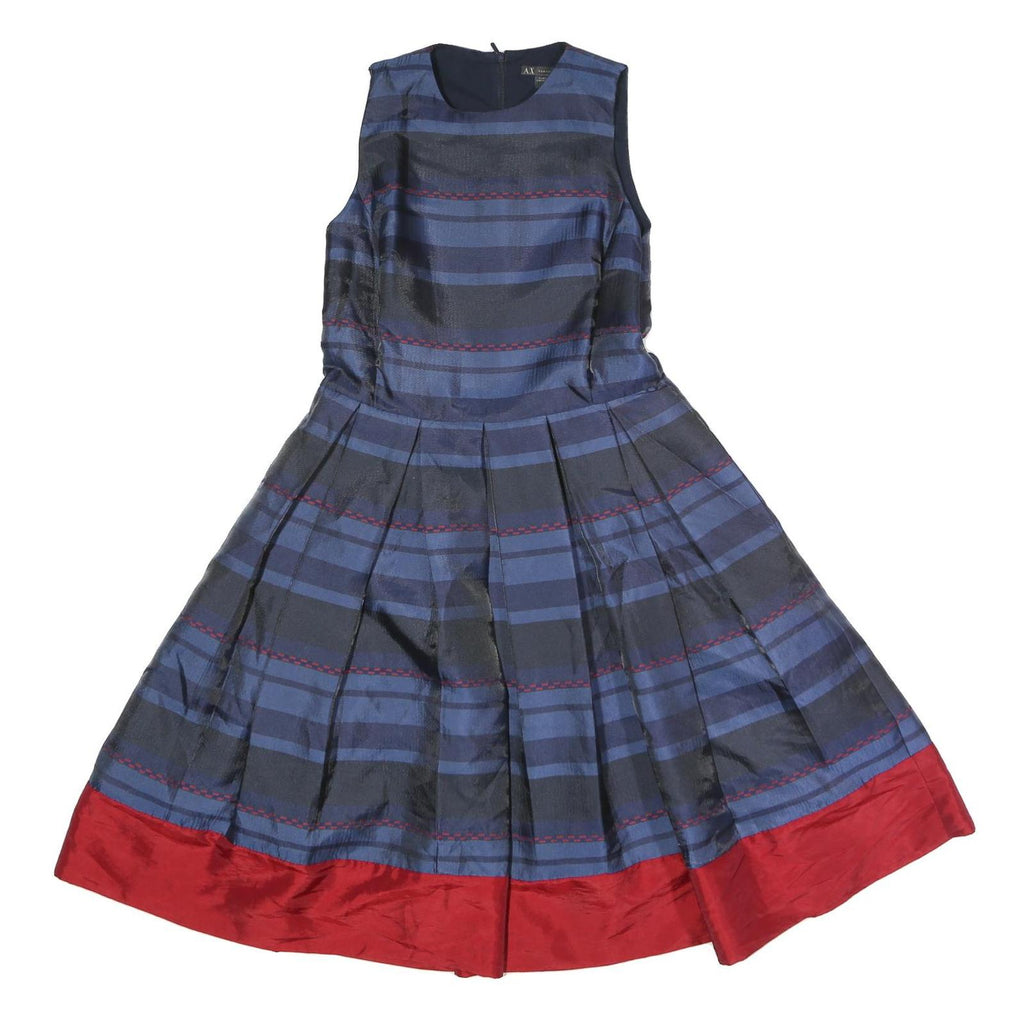 ARMANI EXCHANGE Womens Blue & Red Sleeveless Day Dress Polyester UK 8 Pleated