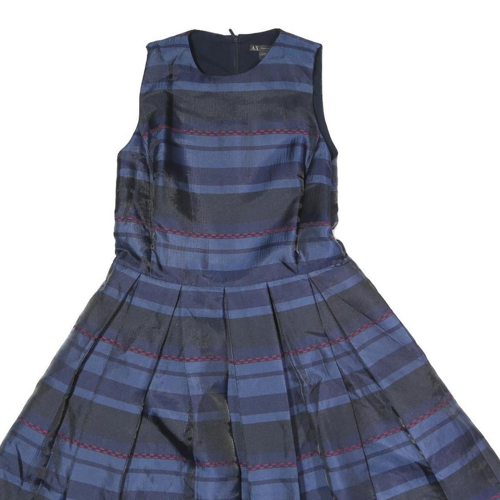 ARMANI EXCHANGE Womens Blue & Red Sleeveless Day Dress Polyester UK 8 Pleated