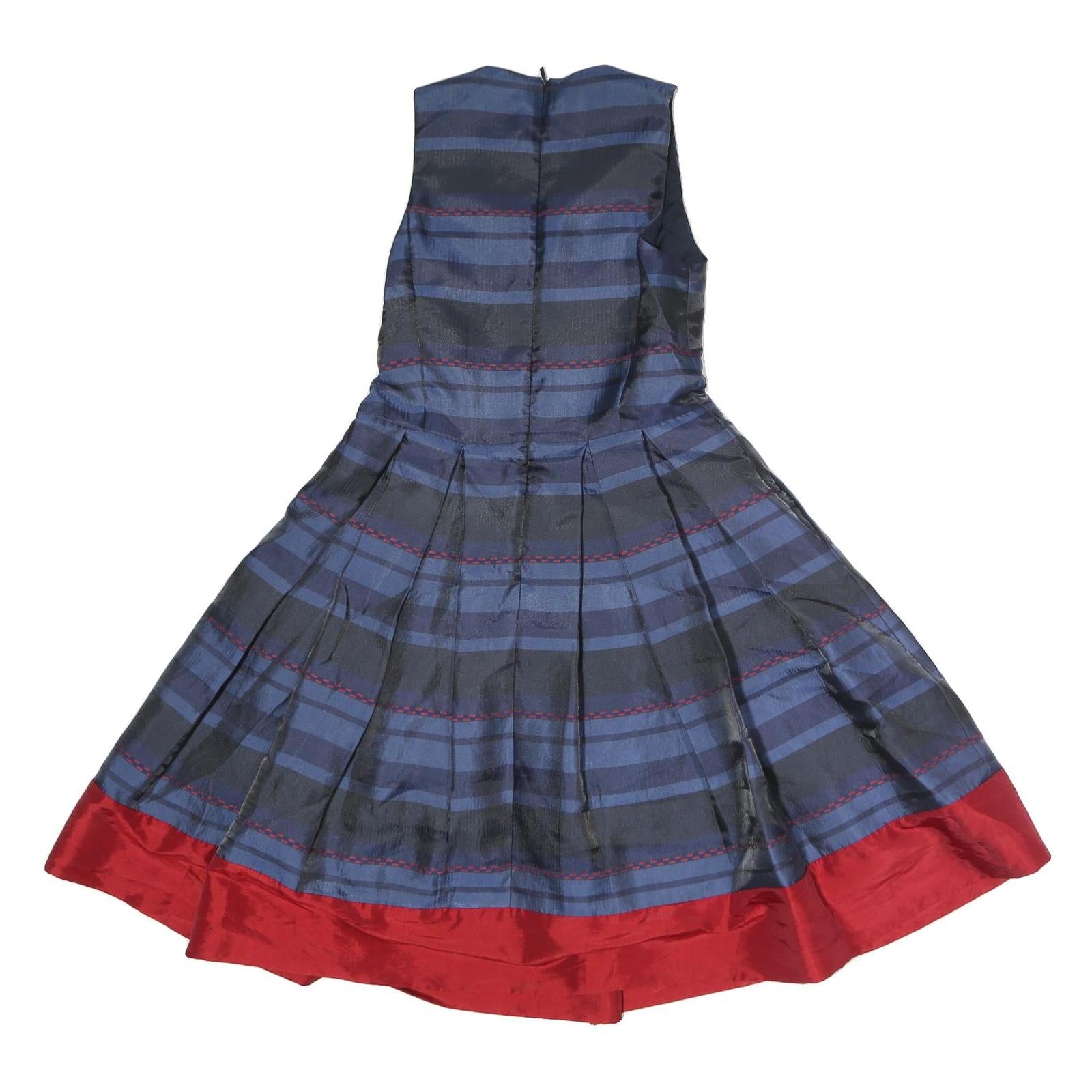 ARMANI EXCHANGE Womens Blue & Red Sleeveless Day Dress Polyester UK 8 Pleated