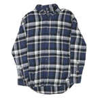 CHAPS Mens Blue & Black Check Shirt L Button Down Long Sleeve Cotton