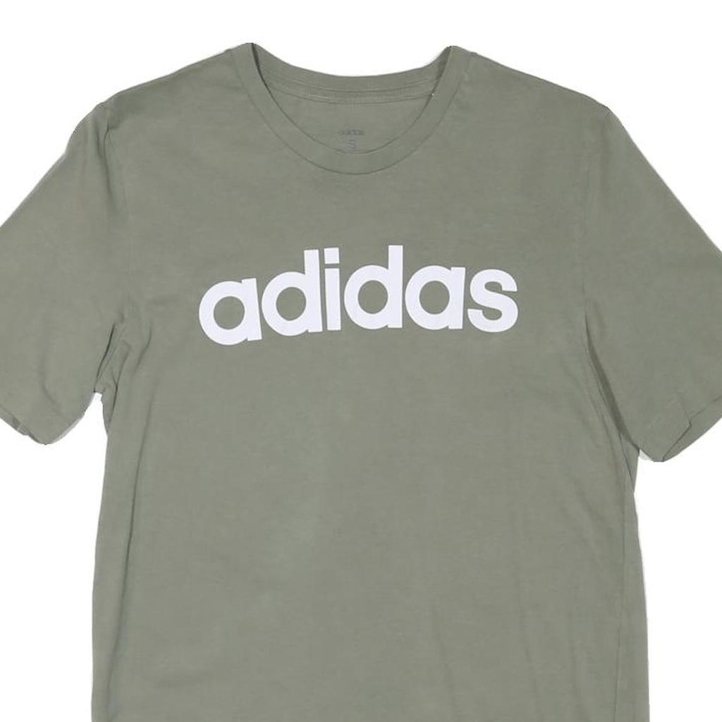 ADIDAS Mens Green Crew Neck Short Sleeve Graphic T-Shirt S Cotton Blend Logo