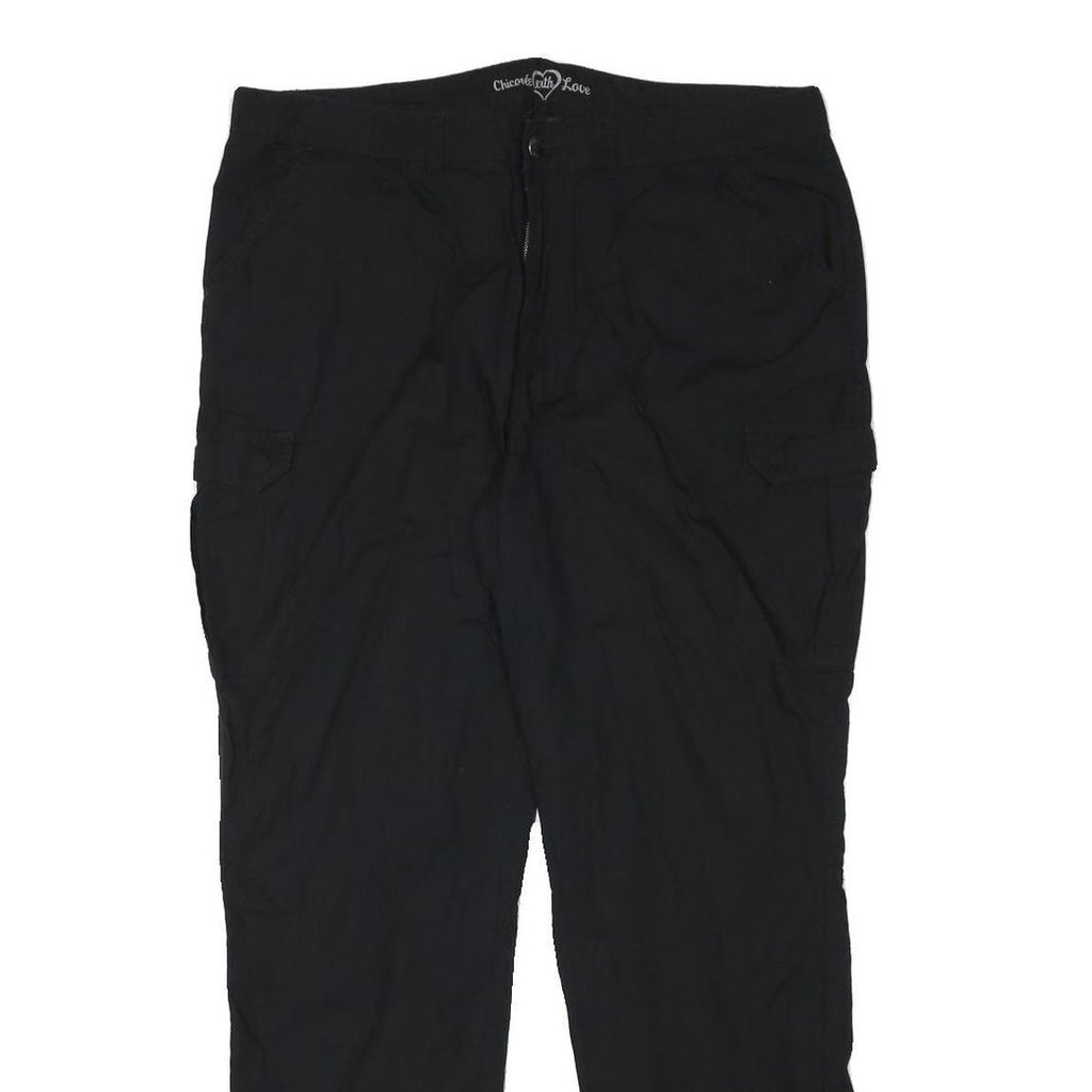 CHICOREE WITH LOVE Womens Cotton Blend Black Relaxed Cargo Trousers W36 L30
