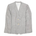 ARMANI COLLEZIONI Womens Grey Linen Jacket M Woven Button Classic Tailored