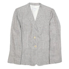 ARMANI COLLEZIONI Womens Grey Linen Jacket M Woven Button Classic Tailored