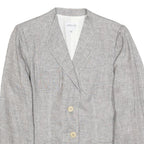 ARMANI COLLEZIONI Womens Grey Linen Jacket M Woven Button Classic Tailored