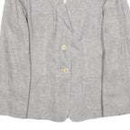 ARMANI COLLEZIONI Womens Grey Linen Jacket M Woven Button Classic Tailored