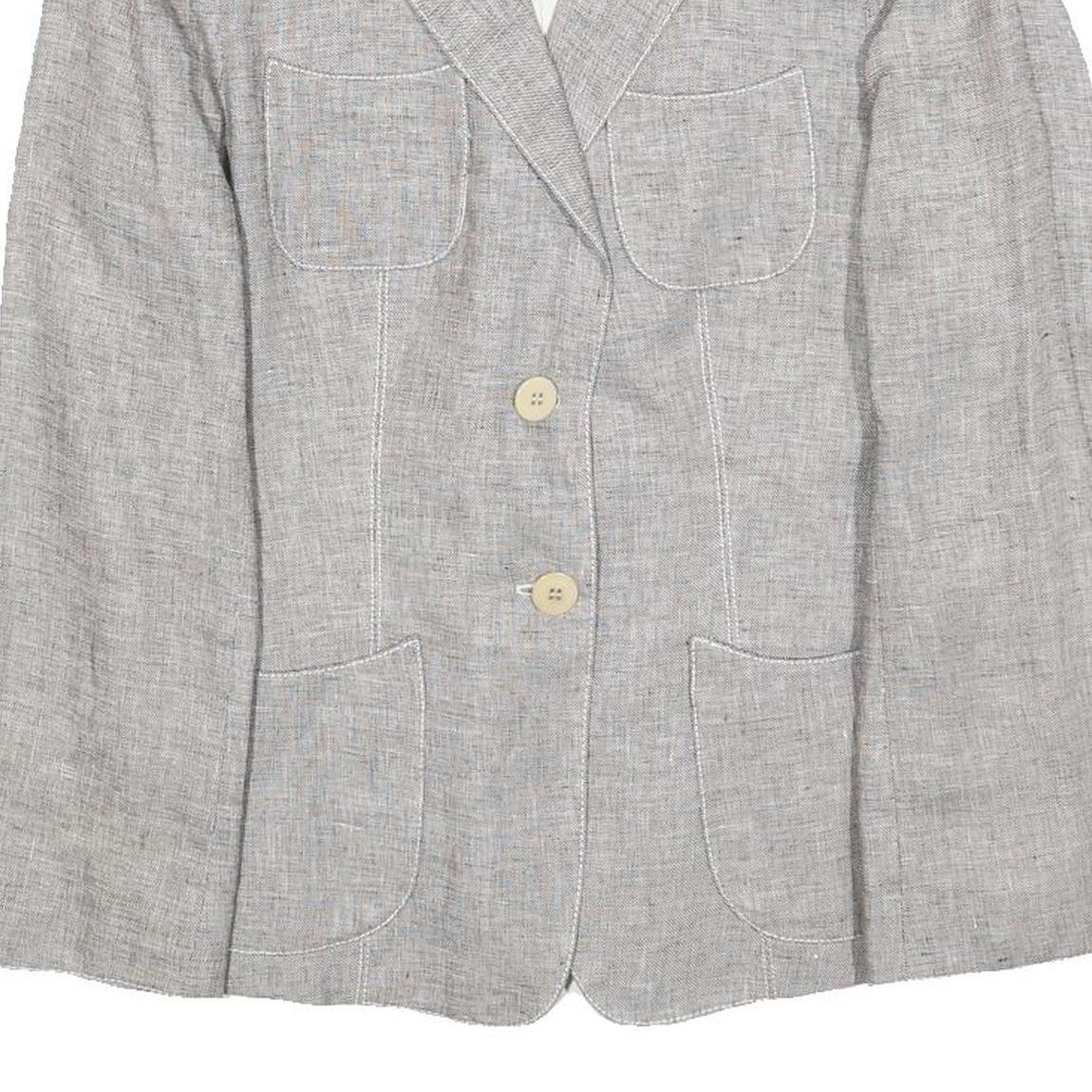 ARMANI COLLEZIONI Womens Grey Linen Jacket M Woven Button Classic Tailored