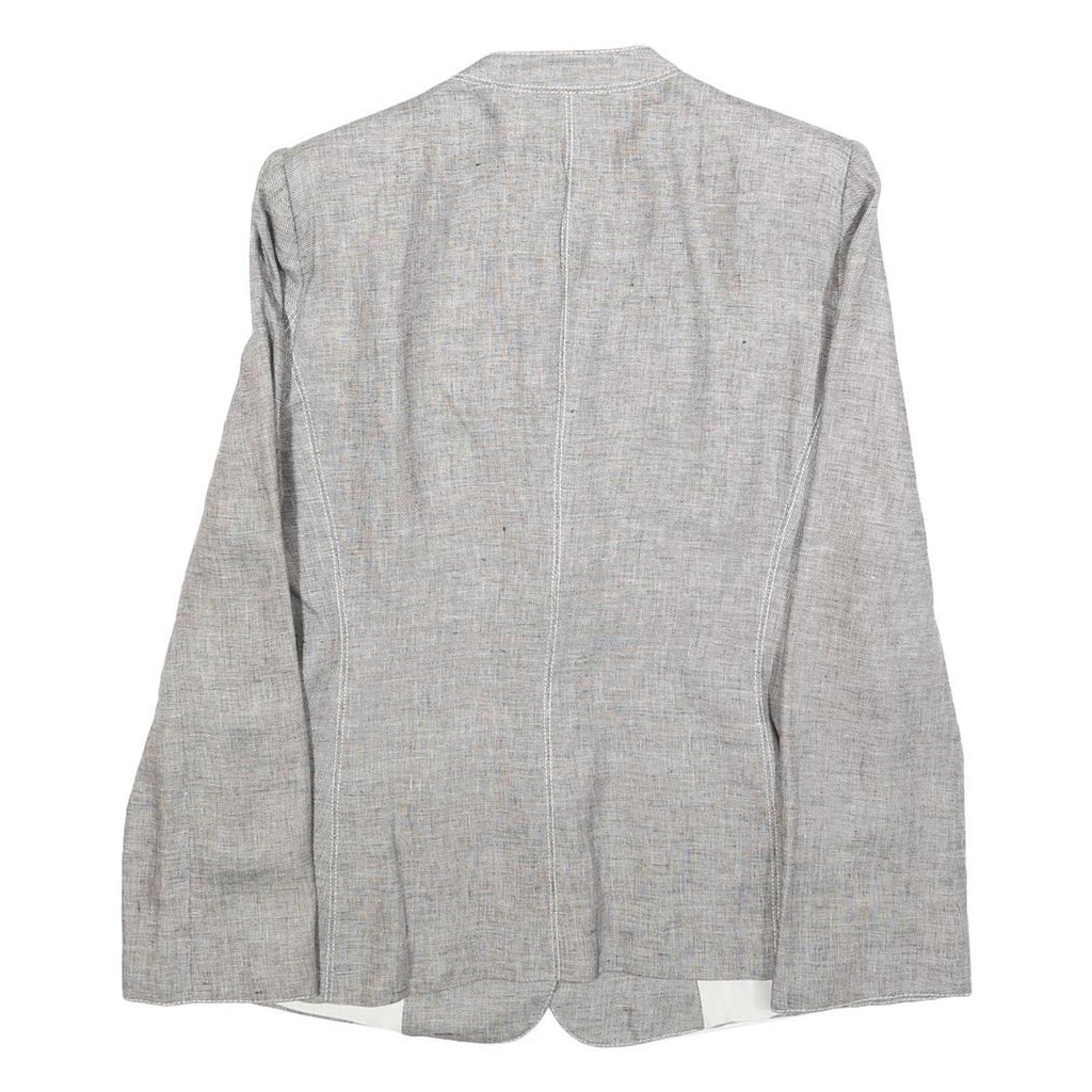 ARMANI COLLEZIONI Womens Grey Linen Jacket M Woven Button Classic Tailored