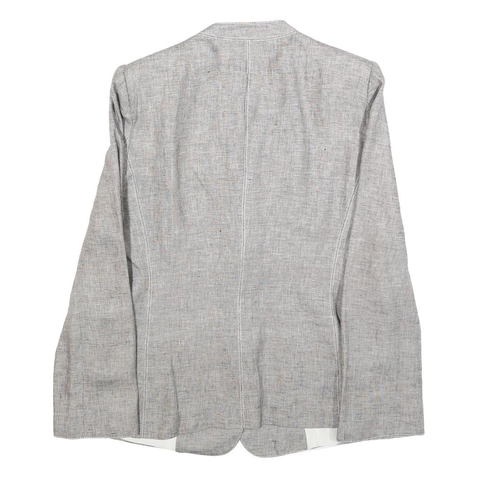 ARMANI COLLEZIONI Womens Grey Linen Jacket M Woven Button Classic Tailored