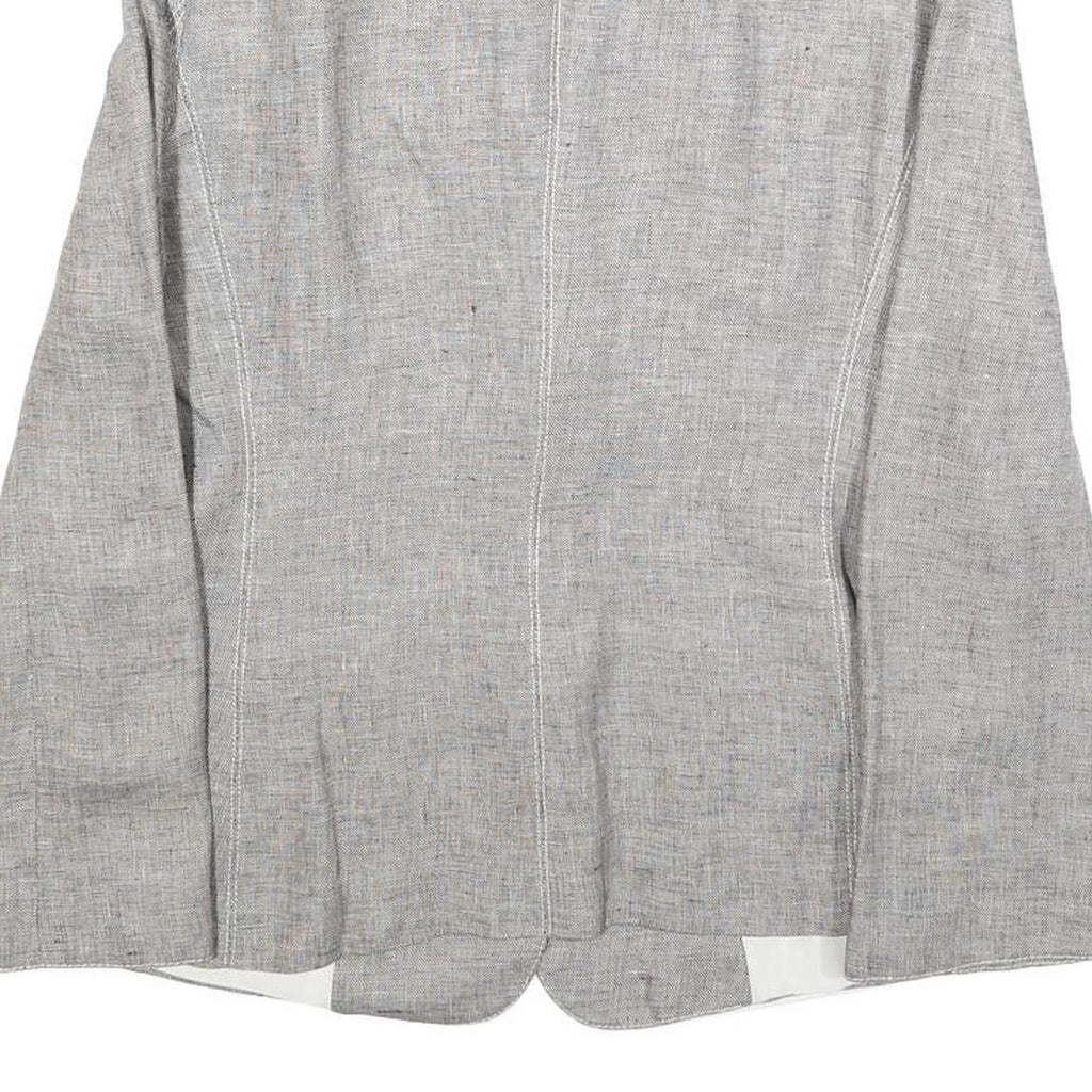 ARMANI COLLEZIONI Womens Grey Linen Jacket M Woven Button Classic Tailored