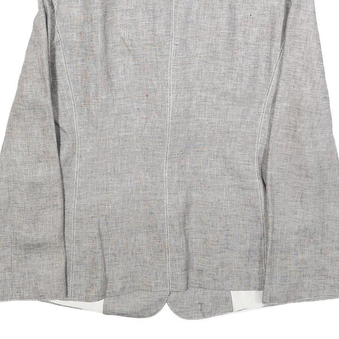ARMANI COLLEZIONI Womens Grey Linen Jacket M Woven Button Classic Tailored