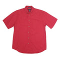 IVY CREW Mens Red Cotton Button Down Shirt M Classic Short Sleeve Casual