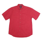 IVY CREW Mens Red Cotton Button Down Shirt M Classic Short Sleeve Casual