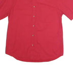 IVY CREW Mens Red Cotton Button Down Shirt M Classic Short Sleeve Casual