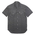 TEDDYS Womens Grey Plain Cotton Blend Shirt S Short Sleeve Button Front
