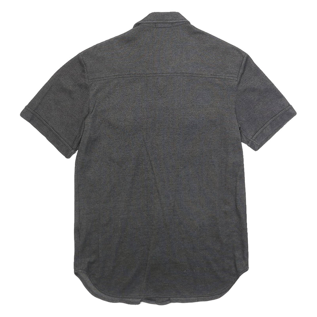 TEDDYS Womens Grey Plain Cotton Blend Shirt S Short Sleeve Button Front