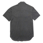 TEDDYS Womens Grey Plain Cotton Blend Shirt S Short Sleeve Button Front