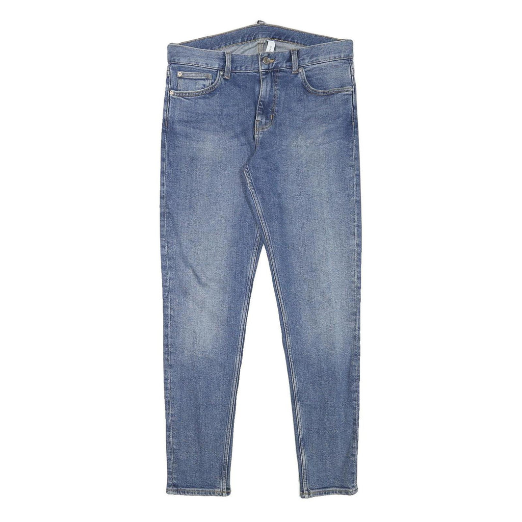 WEEKDAY Mens Slim Blue Denim Light W32 L29 Jeans Cotton Blend Zip Casual Wear