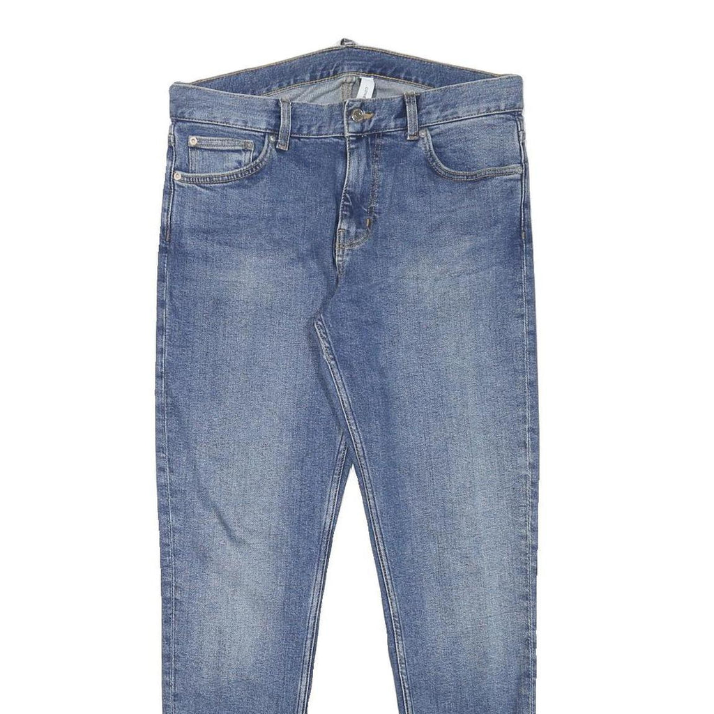 WEEKDAY Mens Slim Blue Denim Light W32 L29 Jeans Cotton Blend Zip Casual Wear