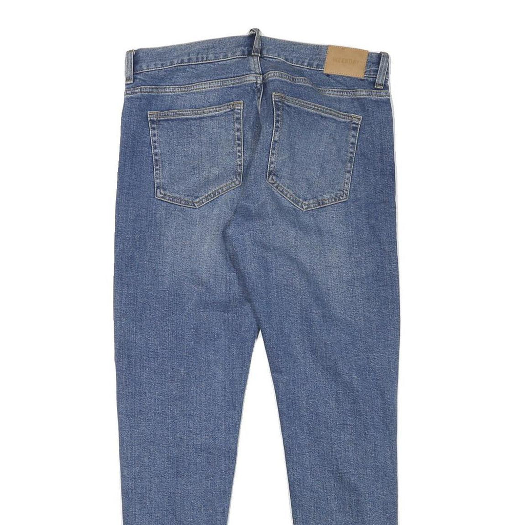 WEEKDAY Mens Slim Blue Denim Light W32 L29 Jeans Cotton Blend Zip Casual Wear