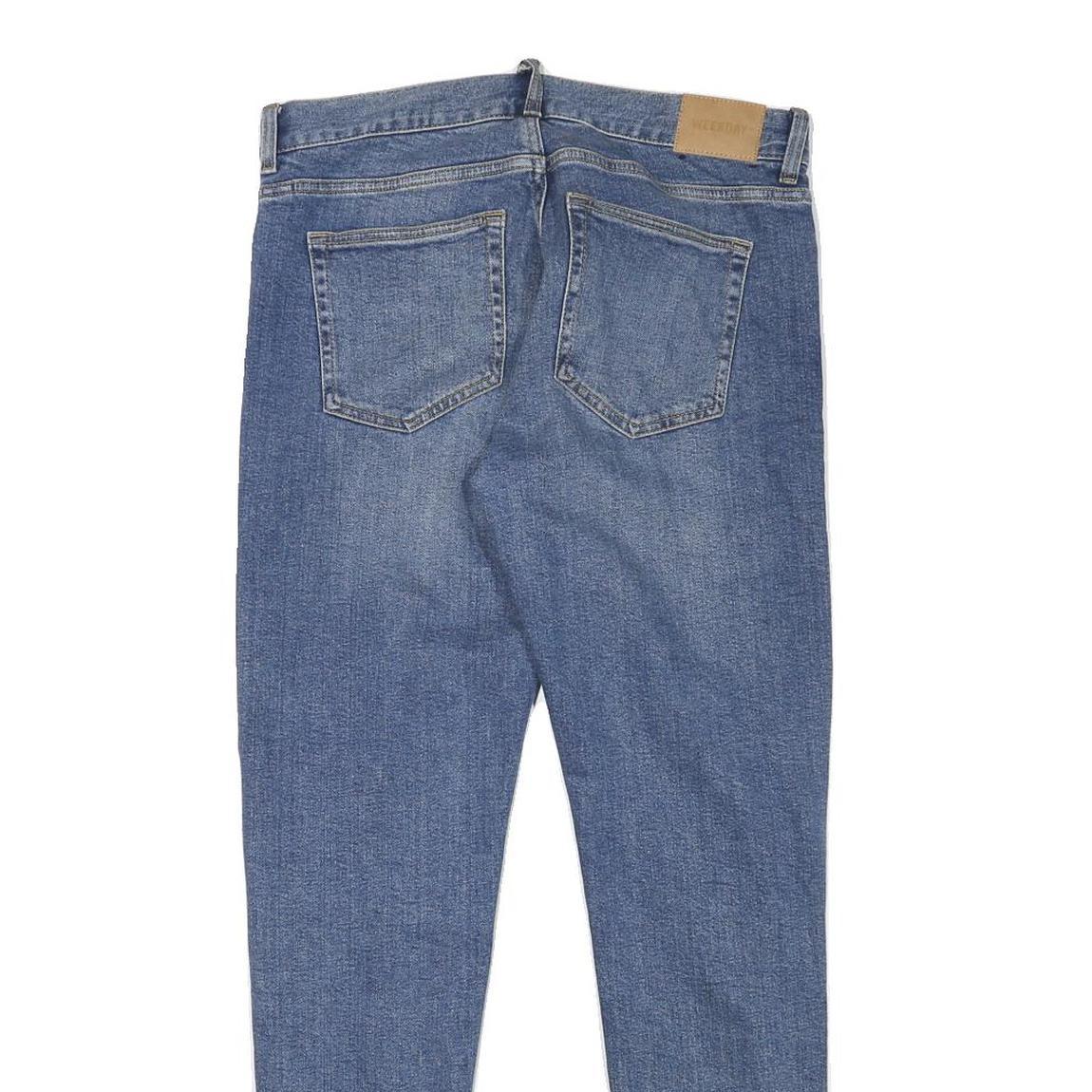 WEEKDAY Mens Slim Blue Denim Light W32 L29 Jeans Cotton Blend Zip Casual Wear