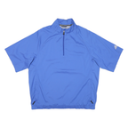 ADIDAS Mens Blue Nylon Track Jacket L Short Sleeve Polo Style Zip Athletic