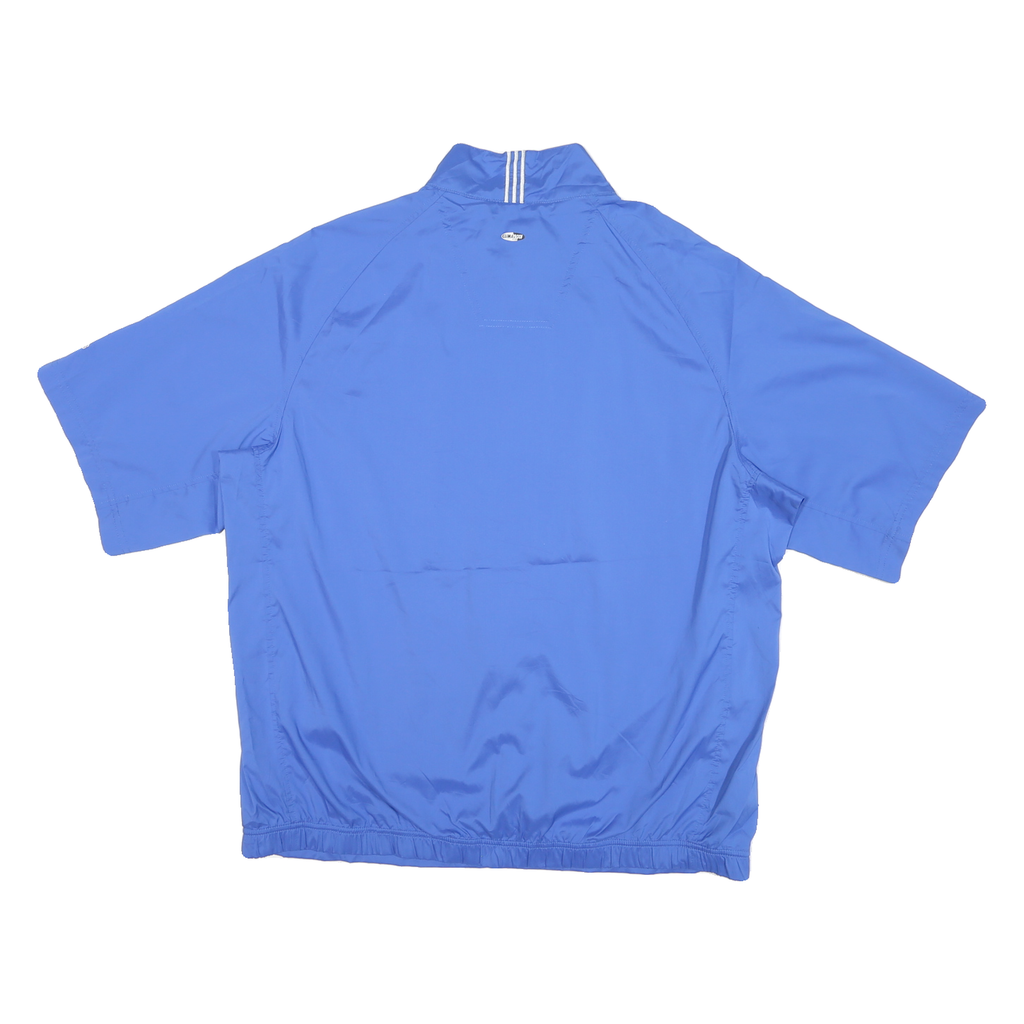 ADIDAS Mens Blue Nylon Track Jacket L Short Sleeve Polo Style Zip Athletic
