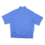 ADIDAS Mens Blue Nylon Track Jacket L Short Sleeve Polo Style Zip Athletic