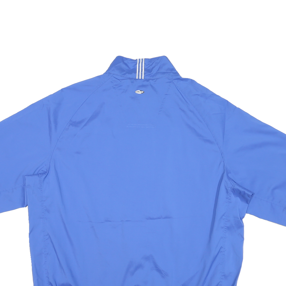 ADIDAS Mens Blue Nylon Track Jacket L Short Sleeve Polo Style Zip Athletic