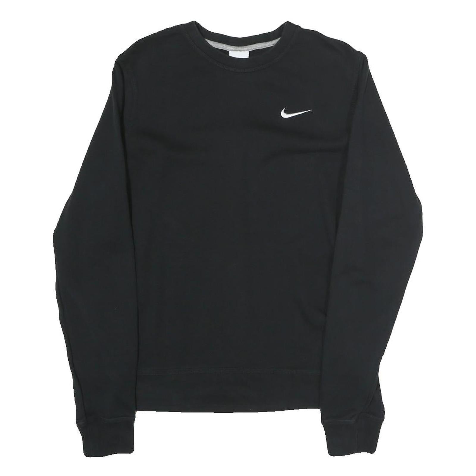NIKE Mens Black Crew Neck Sweatshirt M Cotton Comfort Casual Pullover