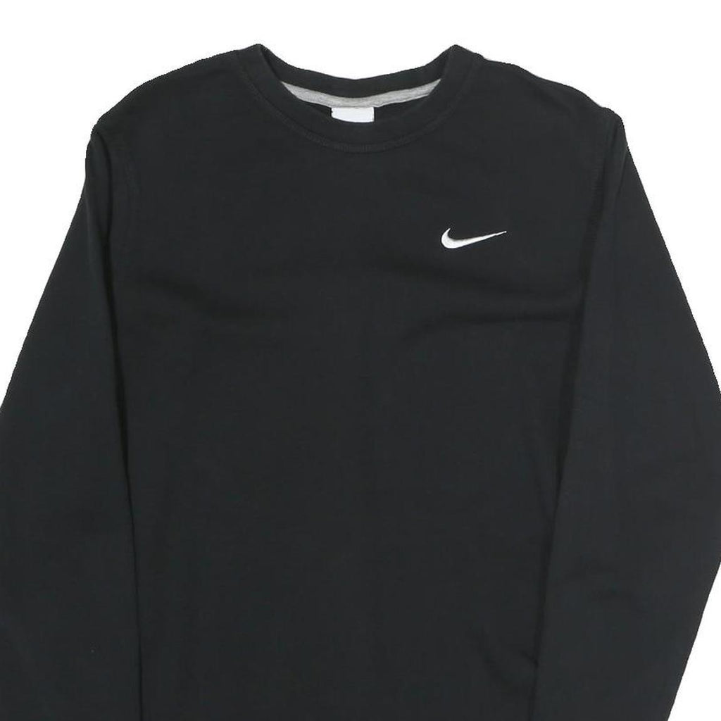 NIKE Mens Black Crew Neck Sweatshirt M Cotton Comfort Casual Pullover